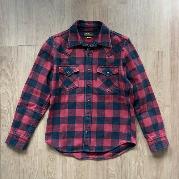 EUC Iron Heart IHSH-232-RED – Ultra Heavy Flannel Western Shirt Size S - Picture 1 of 8